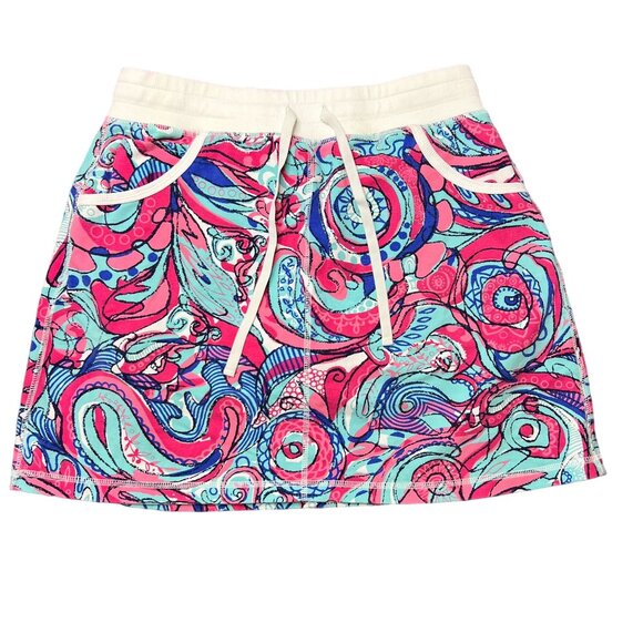 Talbots Skirt Ribbed Waistline Women Whimsical Artsy Print Skort Multicolor Size - Picture 1 of 8